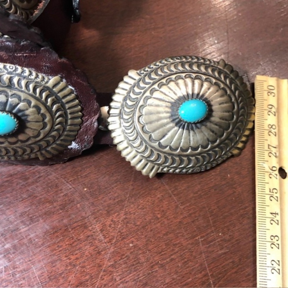 Turquoise Concho Belt - Native Signed